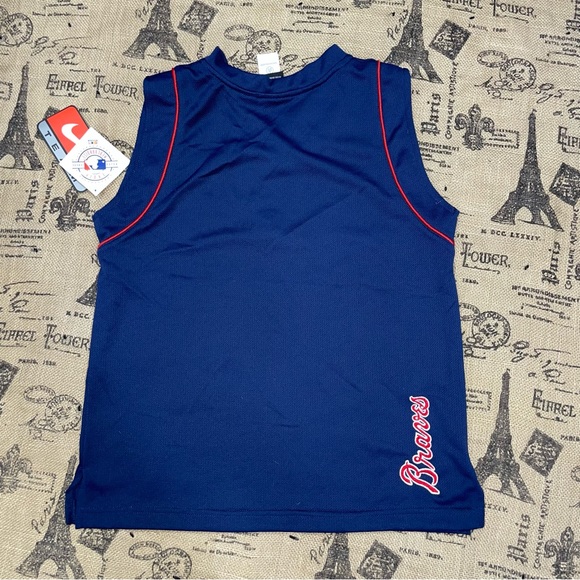 Nike Team NWT! MLB Braves Navy/Red Logo Embroidered V-Neck Tank Top Size S - Picture 10 of 13
